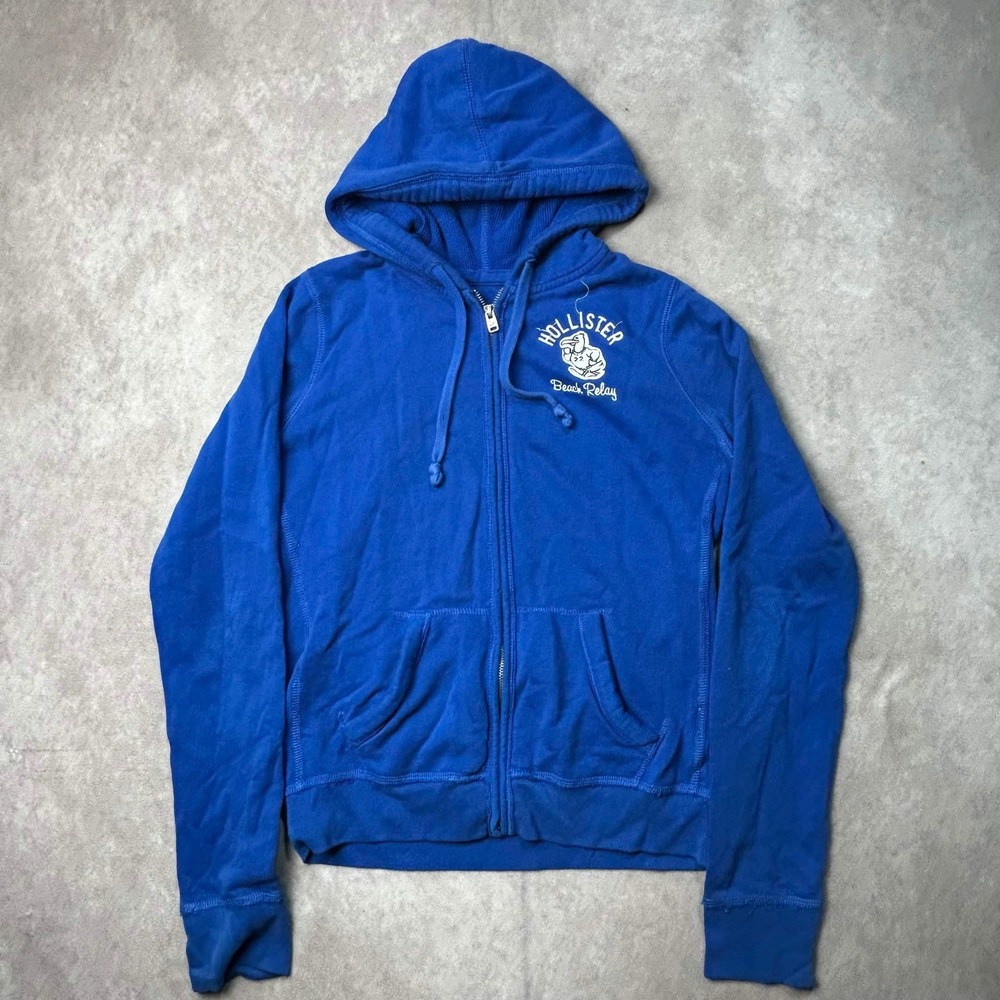 Hollister Beach Relay Royal Blue Full Zip Graphic Hoodie Sweatshirt Large